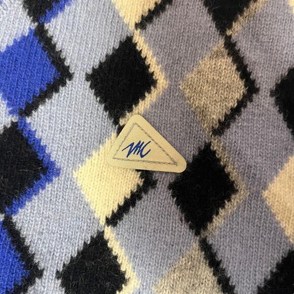 Vintage Lambswool Dad Sweater Men’s 40 Blue Argyle Knit Golf Prep Tenniscore - Picture 3 of 9